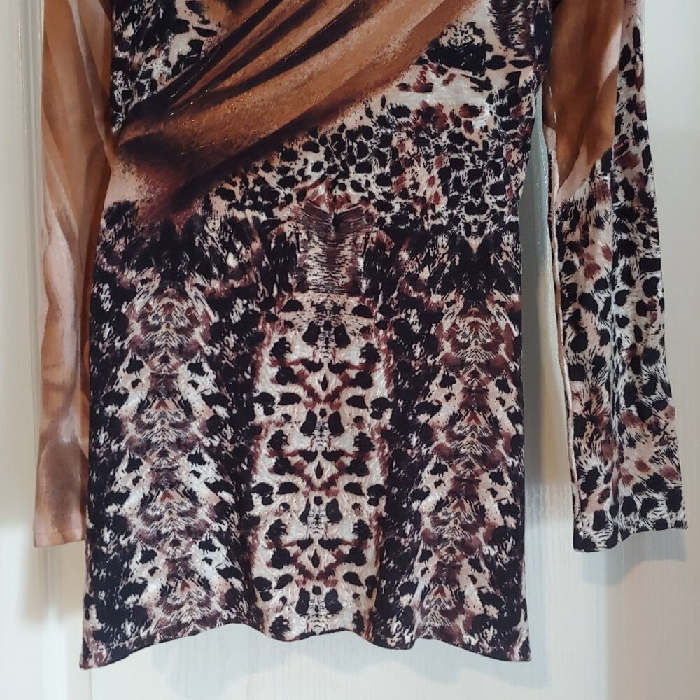Alberto Makali Soft L-Sleeve Animal Print Over the Hip V-Neck Sweater M - Picture 12 of 14